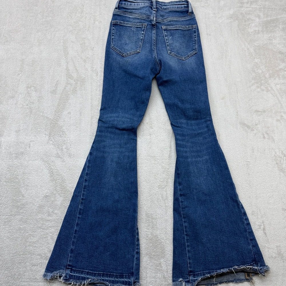 Bridge by Gly Jeans Women's 23 Super Flare Blue Hi Rise Raw Hem Retro Boho Denim - Picture 5 of 10